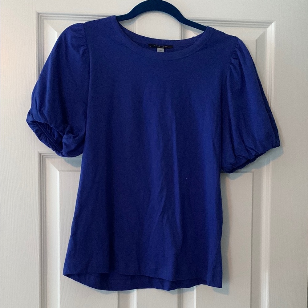 🌻 NWT T Tahari Blue Short Sleeve Relaxed Blouse